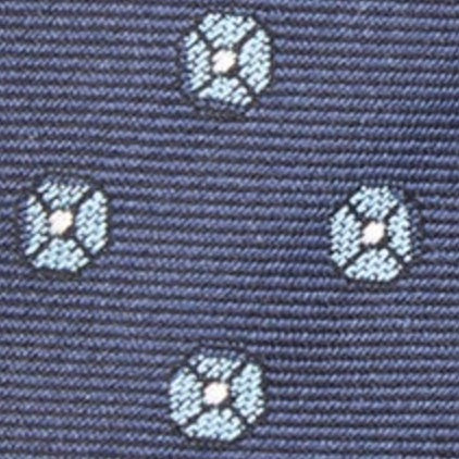 Silk Woven Tie in Navy/Sky Floral Spot