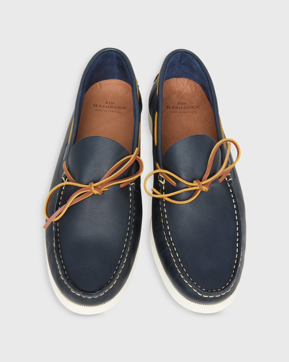 Camp Moccasin in Navy Leather | Shop Sid Mashburn