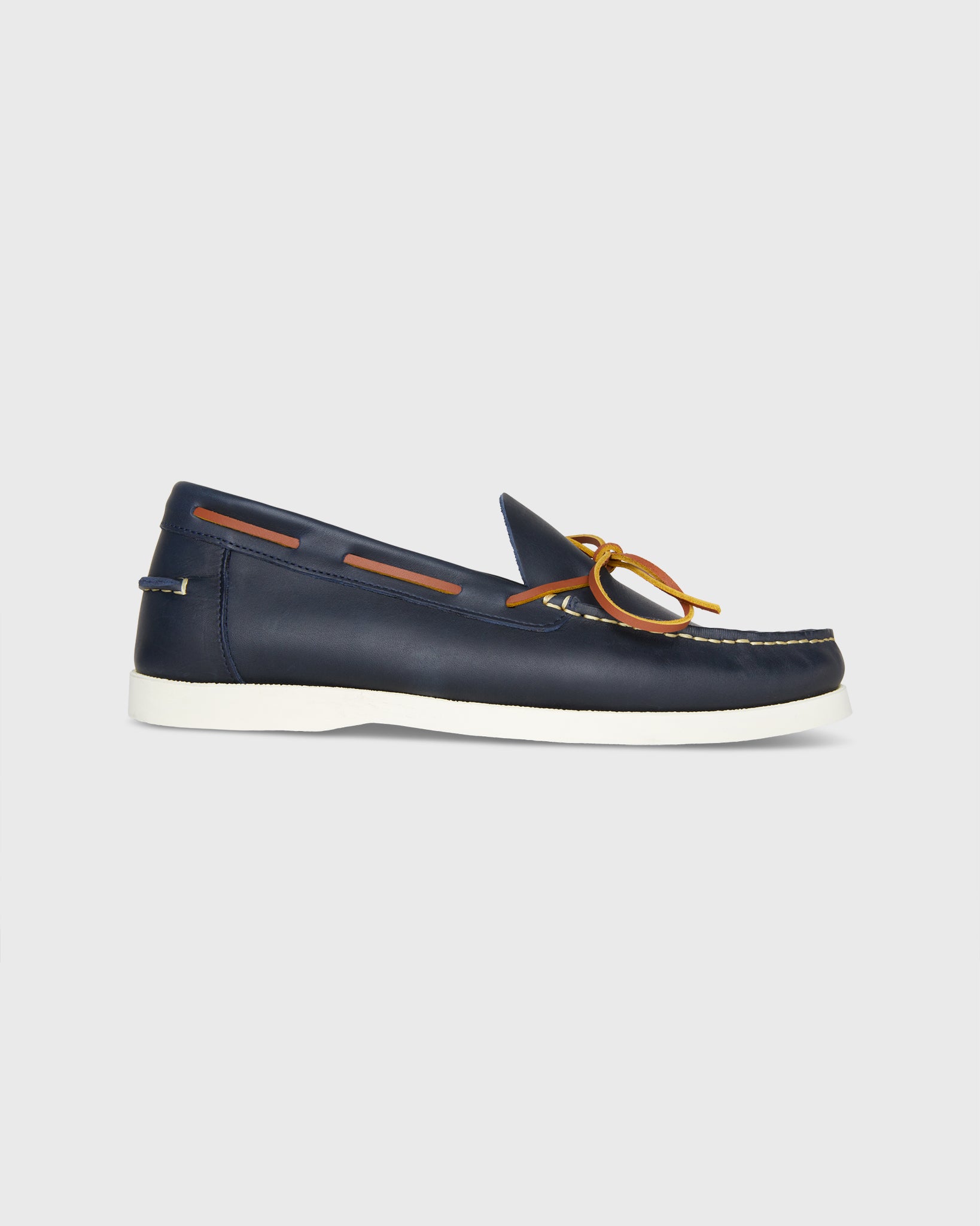 Camp Moccasin in Navy Leather