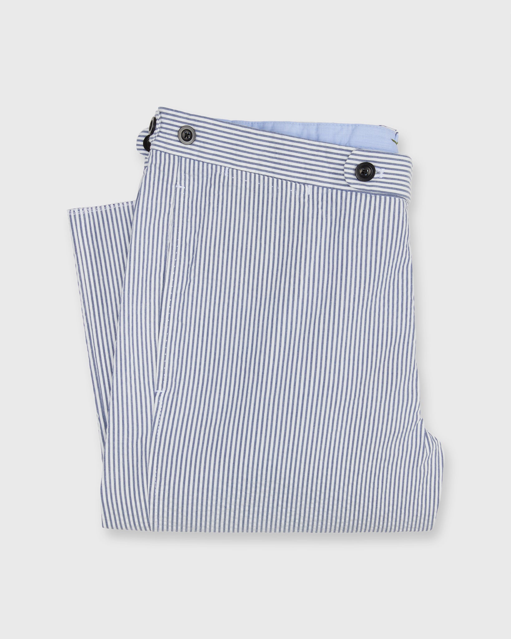 Side-Tab Sport Trouser in Blue/White Seersucker