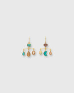 Load image into Gallery viewer, Balance Drop Earrings in Taupe/Turquoise
