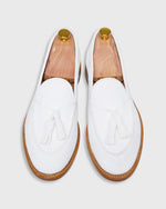 Load image into Gallery viewer, Italian Tassel Loafer in White Suede
