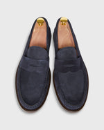 Load image into Gallery viewer, Handsewn Penny Loafer in Navy Suede
