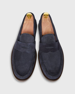 Handsewn Penny Loafer in Navy Suede