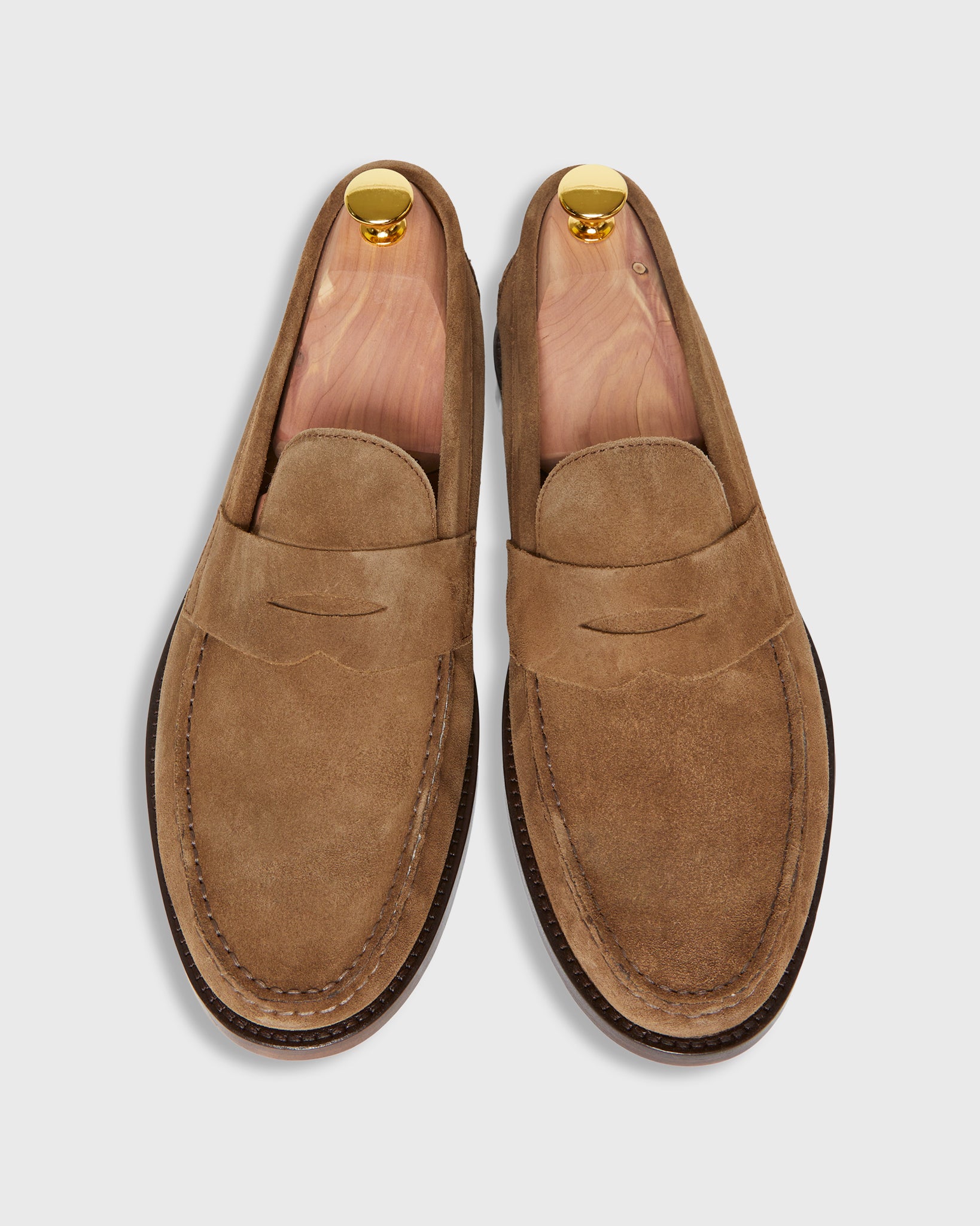 Handsewn Penny Loafer in Cigar Suede