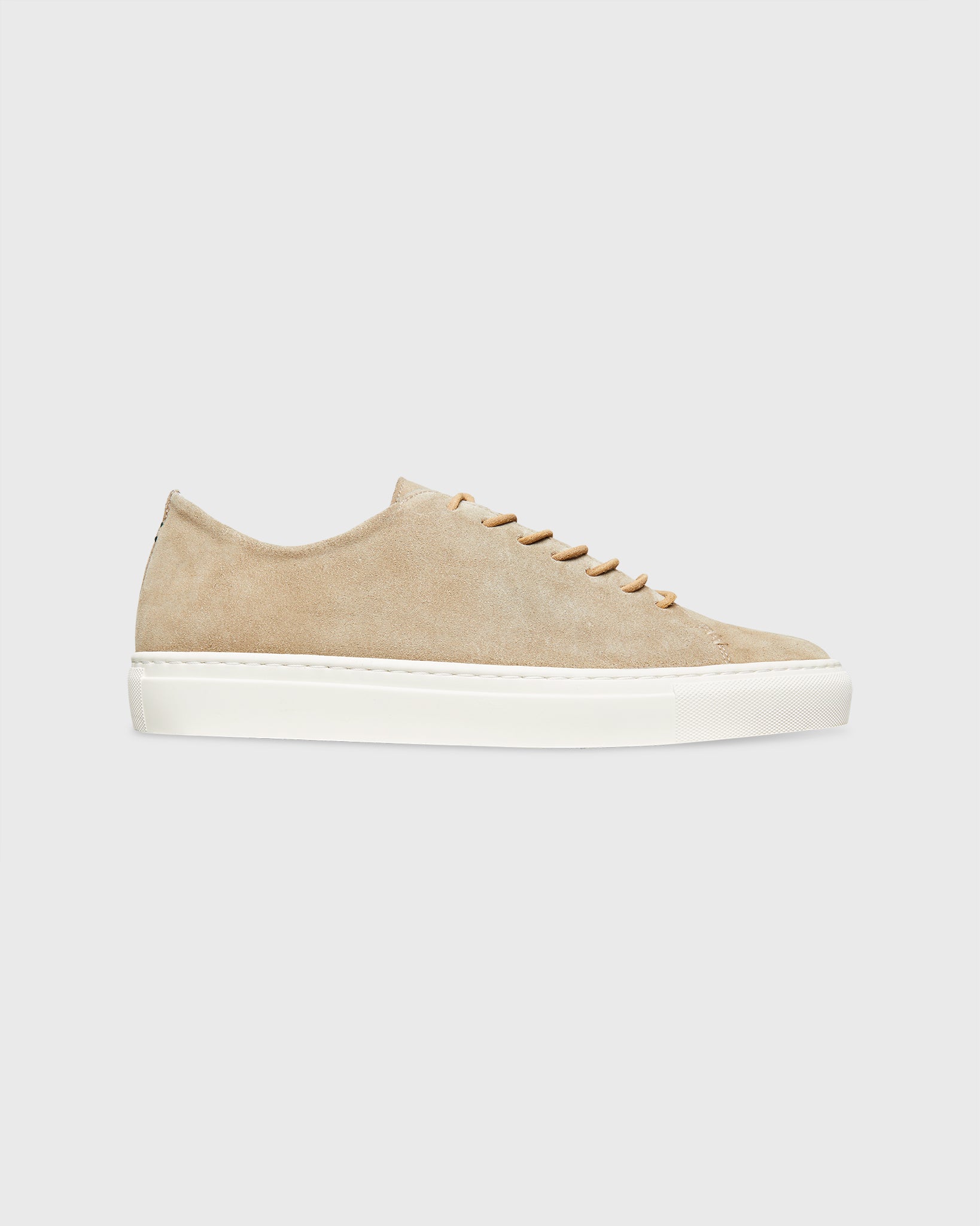 Low-Top Lace-Up Sneaker in Stone Suede