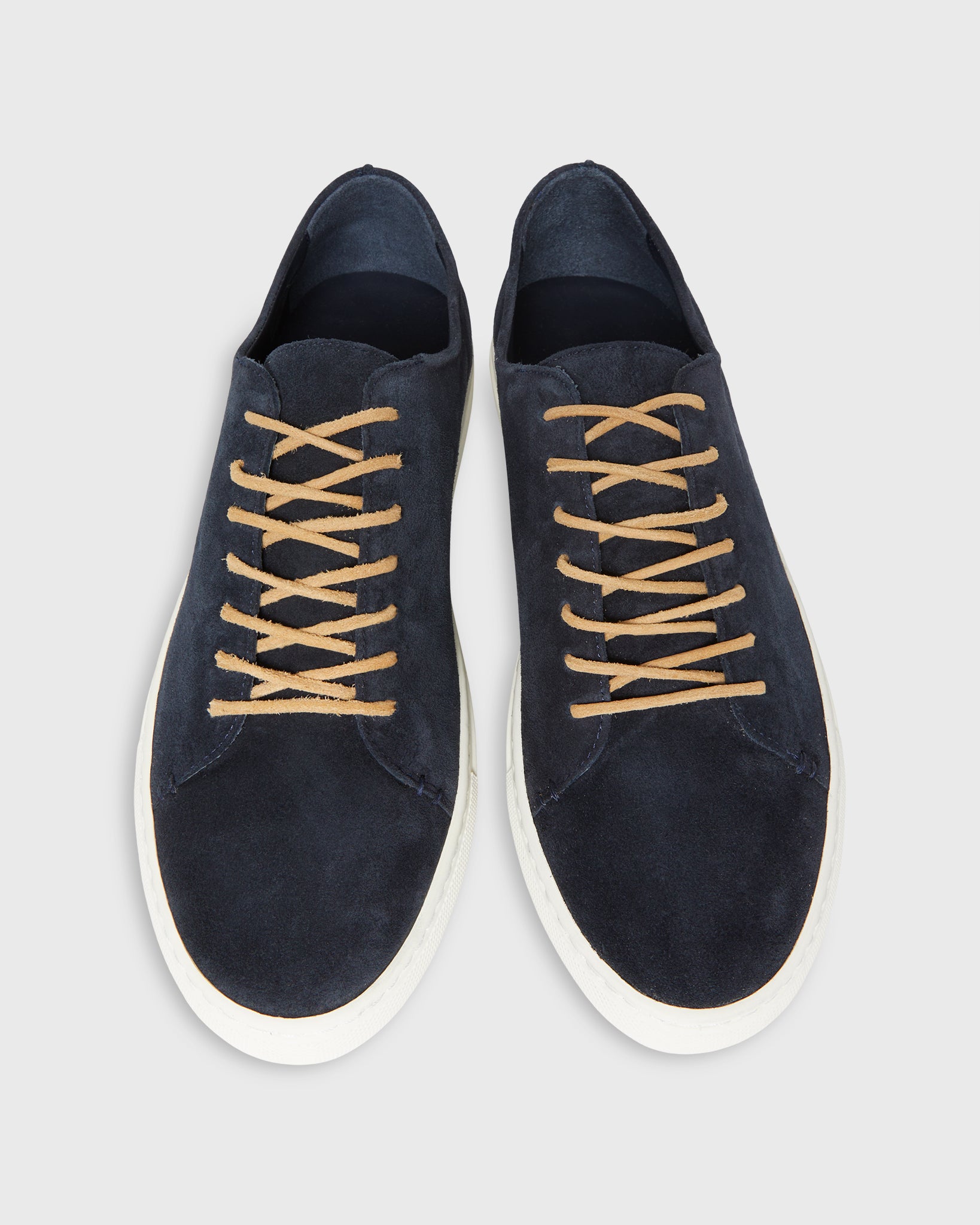 Low-Top Lace-Up Sneaker in Navy Suede