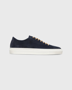 Low-Top Lace-Up Sneaker in Navy Suede