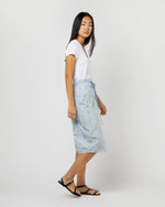 Load image into Gallery viewer, Adley Wrap Skirt in Blue/Yellow Fil Coupé Floral Gingham Taffeta
