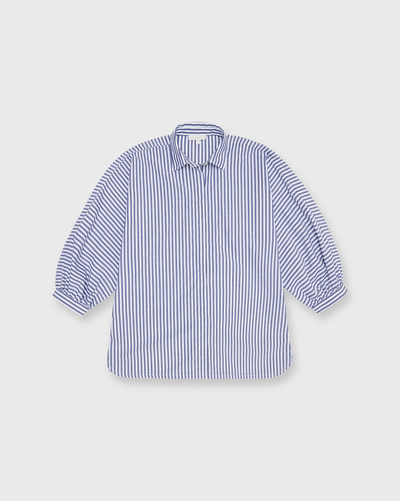 Volume Kimono Shirt in Blue/White Stripe Chambray