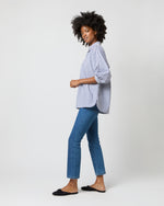 Load image into Gallery viewer, Volume Kimono Shirt in Blue/White Stripe Chambray
