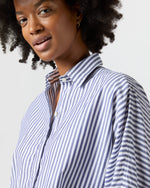 Load image into Gallery viewer, Volume Kimono Shirt in Blue/White Stripe Chambray
