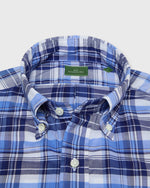 Load image into Gallery viewer, Short-Sleeved Button-Down Sport Shirt in Blue/White Multi Plaid Poplin
