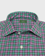 Load image into Gallery viewer, Spread Collar Sport Shirt in Jade/Berry Plaid Poplin
