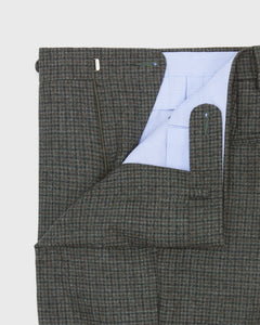 Dress Trouser in Olive/Navy/Brown Check Brushed Hopsack