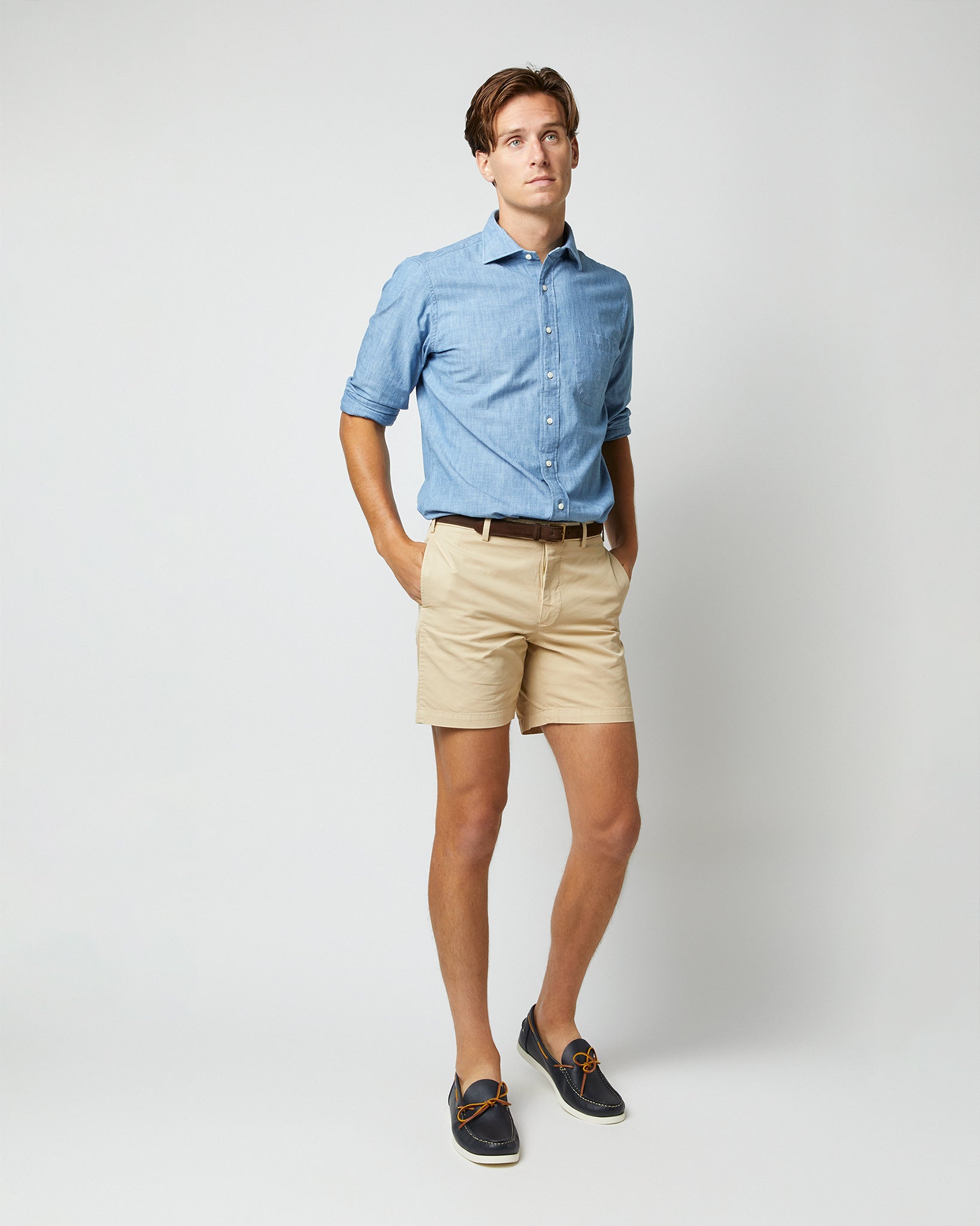 Garment-Dyed Short in Khaki AP Lightweight Twill
