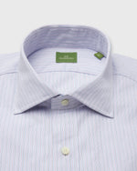 Load image into Gallery viewer, Spread Collar Dress Shirt in Pink/Blue/Olive Hairline Stripe Poplin

