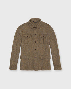 Military Jacket in Wheat/Chocolate Herringbone Harris Tweed