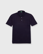 Load image into Gallery viewer, Short-Sleeved Polo in Merlot/Navy Stripe Dark Oxford Pique
