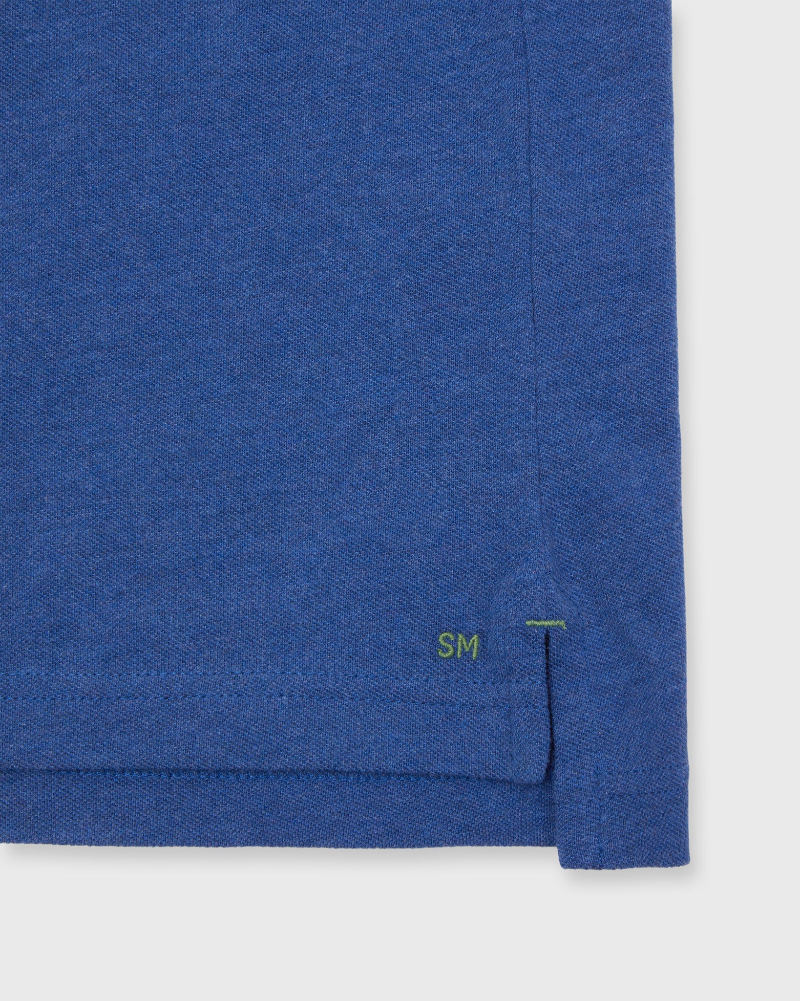 Long-Sleeved Polo in Heathered Ink Pima Pique