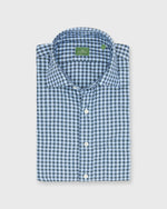 Load image into Gallery viewer, Spread Collar Sport Shirt in Olive/Sky Gingham Twill
