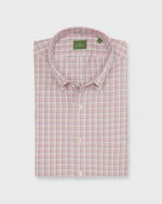 Load image into Gallery viewer, Button-Down Sport Shirt in Bone/Coral/Olive Tattersall Twill
