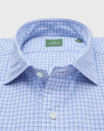 Load image into Gallery viewer, Spread Collar Sport Shirt in Blue Multi Tattersall Poplin
