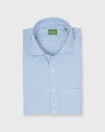 Load image into Gallery viewer, Spread Collar Sport Shirt in Sky Gingham Brushed Twill
