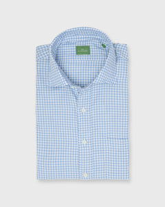 Spread Collar Sport Shirt in Sky Gingham Brushed Twill