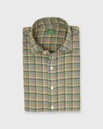 Load image into Gallery viewer, Spread Collar Sport Shirt in Olive/Blue/Nantucket Tattersall Flannel
