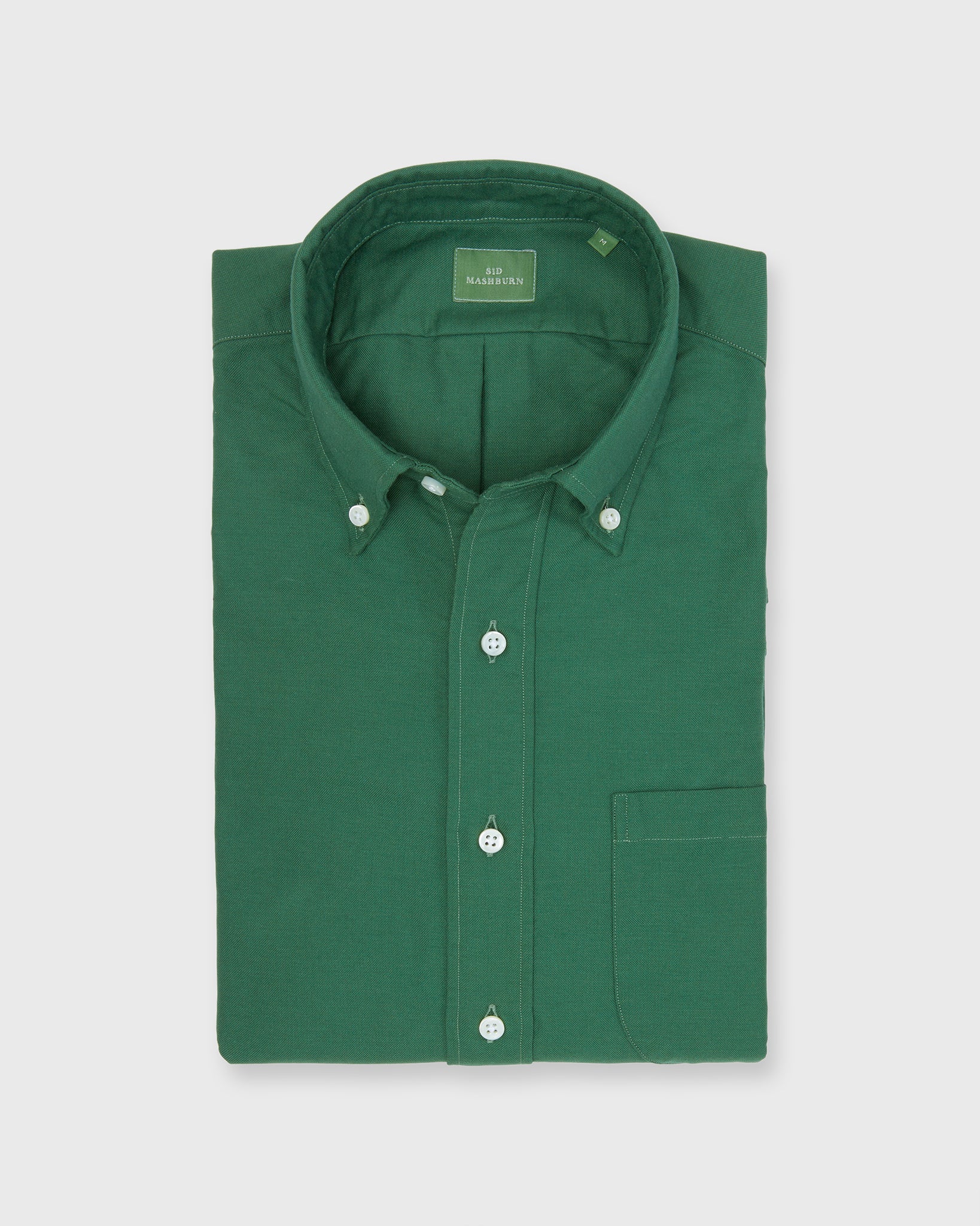 Button-Down Sport Shirt in Green Oxford