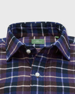Load image into Gallery viewer, Spread Collar Sport Shirt in Brown/Lake/Bone Plaid Flannel
