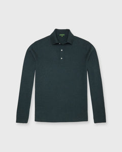 Long-Sleeved Rally Polo Sweater in Sea Moss Cotton/Cashmere