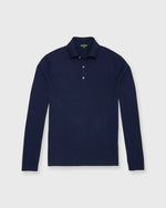 Load image into Gallery viewer, Long-Sleeved Rally Polo Sweater in Heather Denim Cotton/Cashmere
