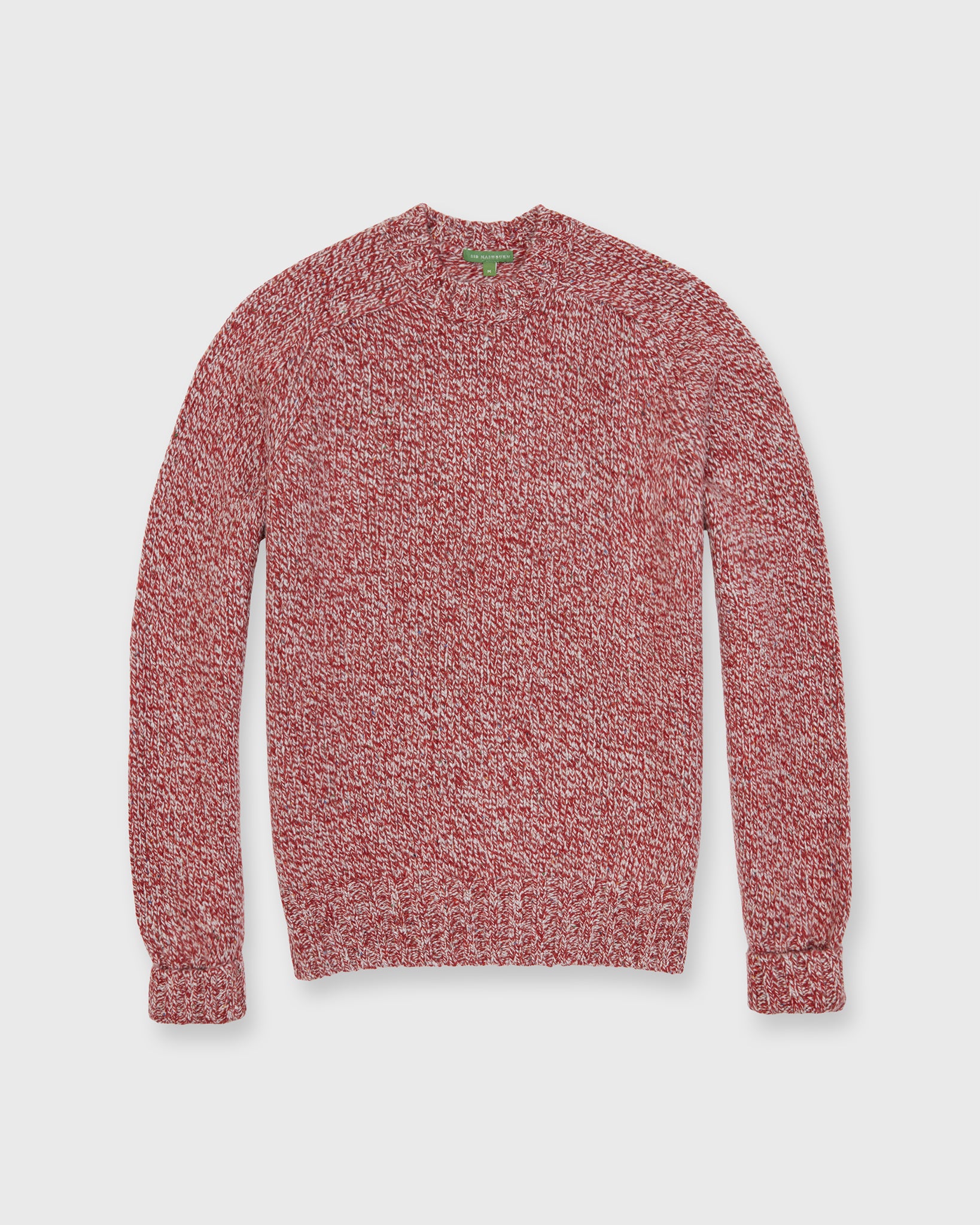 Off-Gauge Rag Sweater in Red/Ivory Donegal Wool Blend