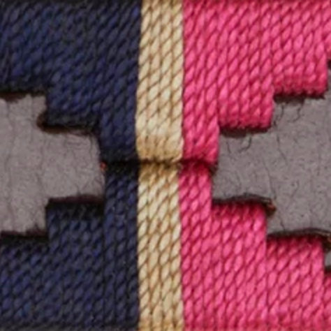 1 1/8" Polo Belt in Berry/Navy/Khaki Chocolate Leather