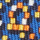 Silk Print Tie in Navy/Orange/Yellow Pixels