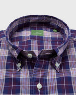 Load image into Gallery viewer, Button-Down Sport Shirt in Merlot/Lavender/Ochre Plaid Poplin

