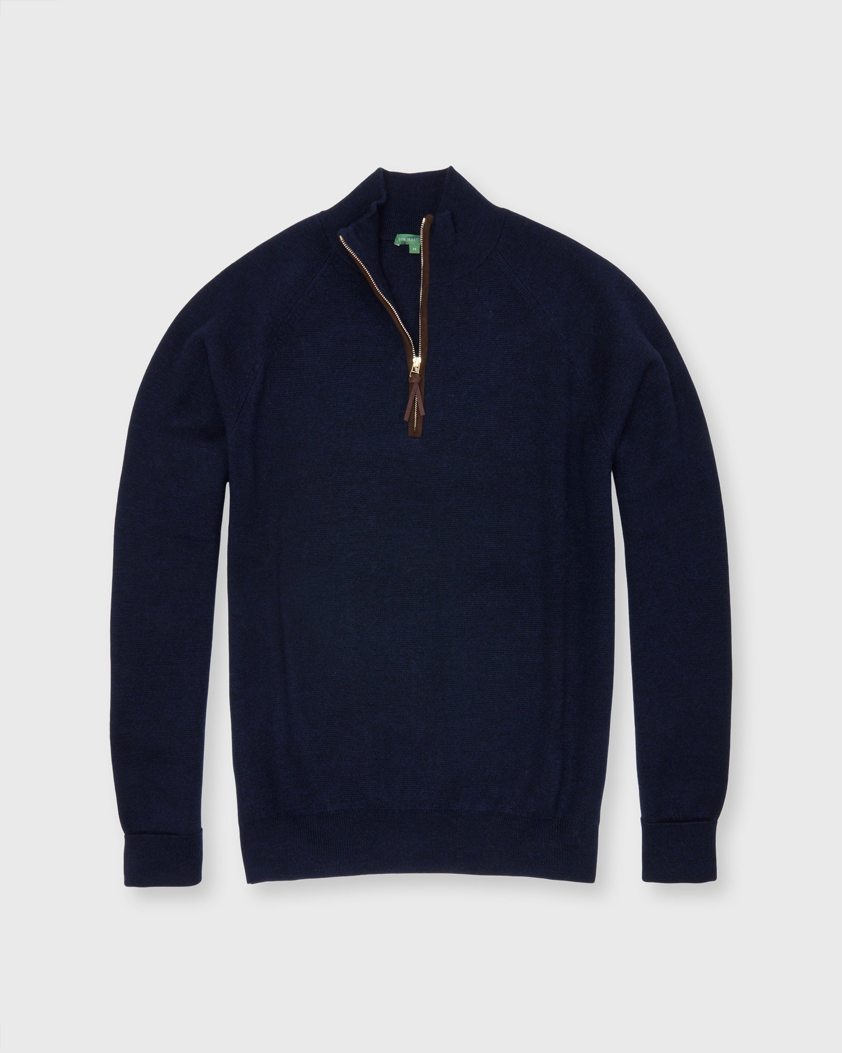 Half-Zip Milano-Stitch Sweater in Navy Extra Fine Merino