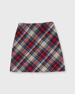 Load image into Gallery viewer, Penny Skirt in Red/Blue/Natural Tartan Jacquard
