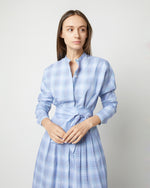 Load image into Gallery viewer, Kimono Shirtwaist Dress in Blue Multi Check Plaid Poplin
