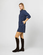 Load image into Gallery viewer, Long-Sleeved Popover Dress in Blue/Navy Leopard Print Nylon
