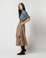 Load image into Gallery viewer, Elana Wrap Skirt in Red/Brown Check Taffeta
