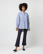Load image into Gallery viewer, Indira Bib-Front Tunic in Navy Awning Stripe Poplin
