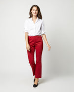 Load image into Gallery viewer, Faye Flare Cropped Pant in Red Stretch Sateen
