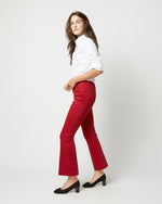 Load image into Gallery viewer, Faye Flare Cropped Pant in Red Stretch Sateen
