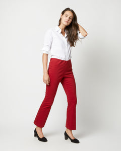 Faye Flare Cropped Pant in Red Stretch Sateen