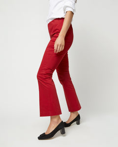 Faye Flare Cropped Pant in Red Stretch Sateen