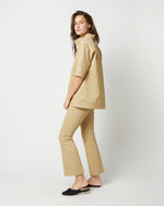 Load image into Gallery viewer, Faye Flare Cropped Pant in Khaki Stretch Sateen
