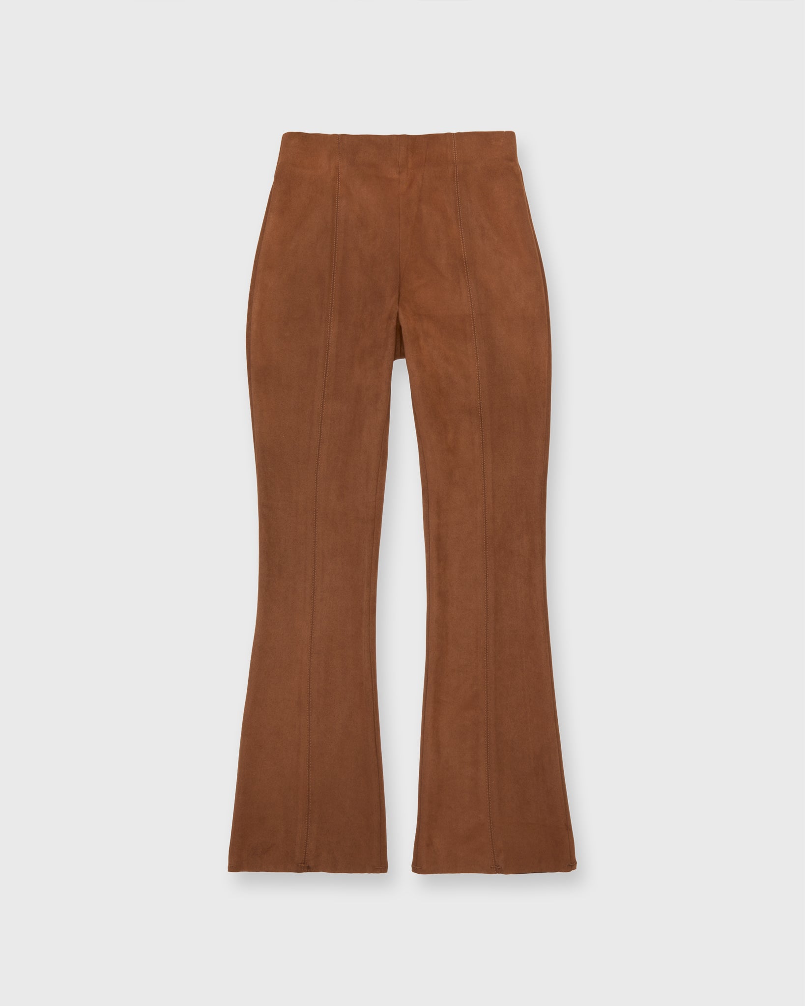 Faye Flare Cropped Seamed Pant in Cognac Vegan Suede